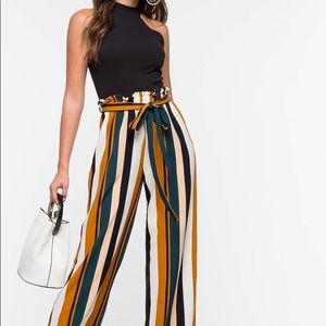 🆕 (S) A’GACI Emberly Stripe Paperbag Jumpsuit